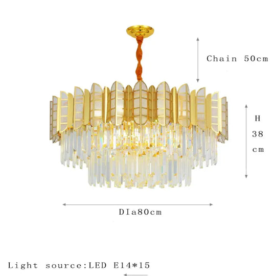 LED Stainless Steel Golden Post-Modern Chandelier - Light Luxury Crystal Elegance for Living Rooms, Bedrooms, and Dining Spaces - DecorGlobe