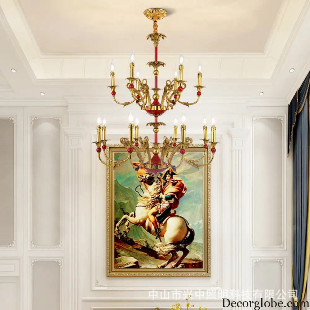 French Classical Crystal Copper Branch Chandelier