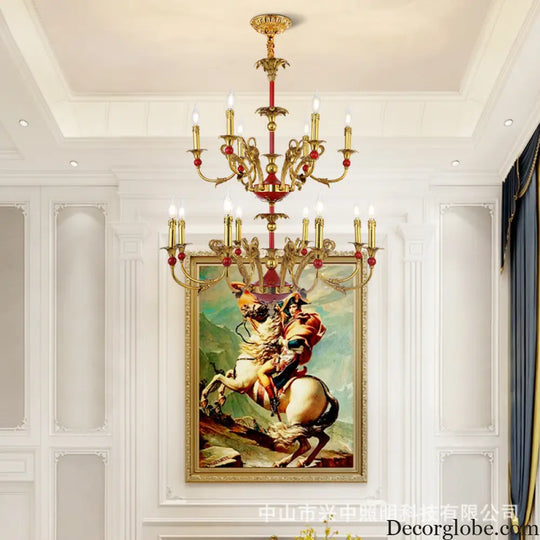 French Classical Crystal Copper Branch Chandelier