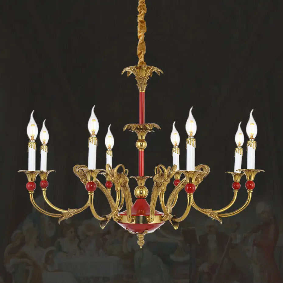 French Classical Crystal Copper Branch Chandelier 6 heads (diameter 75cm, height 78cm)