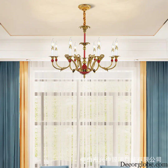 French Classical Crystal Copper Branch Chandelier