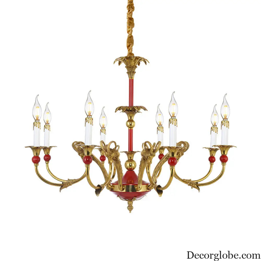 French Classical Crystal Copper Branch Chandelier