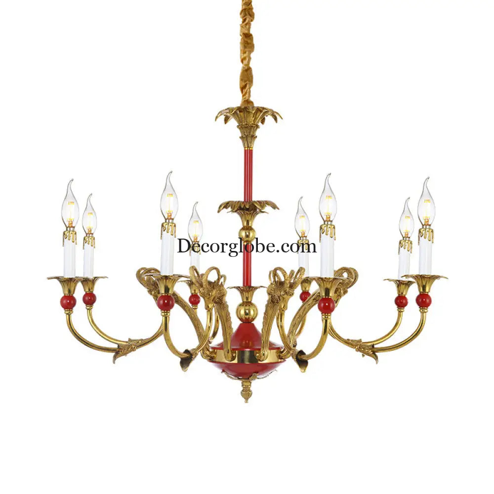 French Classical Crystal Copper Branch Chandelier