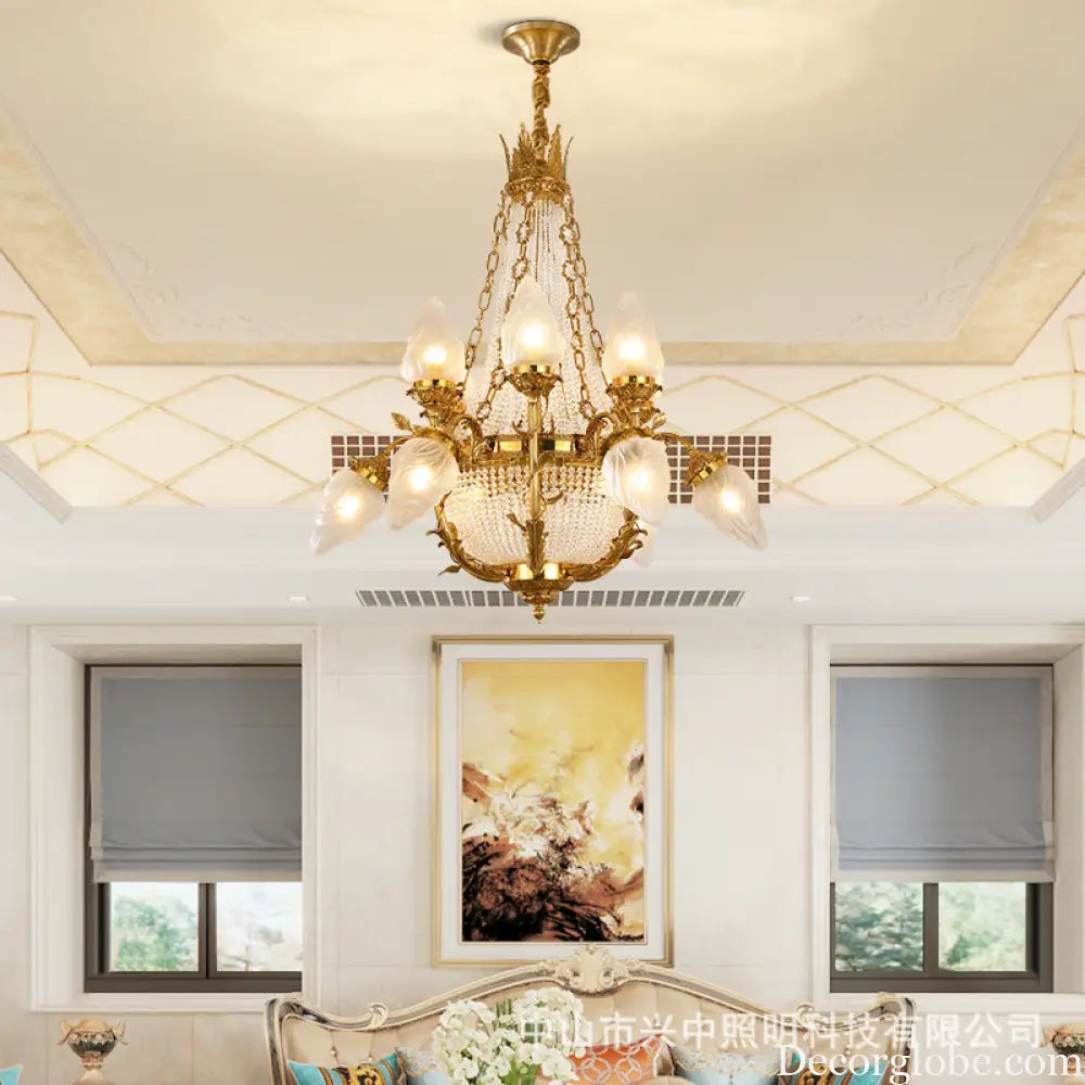 European-style copper crystal chandelier French living room Palace luxury Grand Hotel Villa restaurant bedroom creative