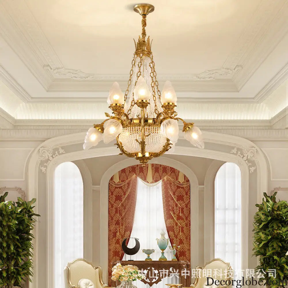 European-style copper crystal chandelier French living room Palace luxury Grand Hotel Villa restaurant bedroom creative