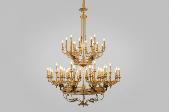 French Villa Copper Crystal Chandelier for Grand Living Room 40 + 20 heads (diameter 170cm, height 230cm)