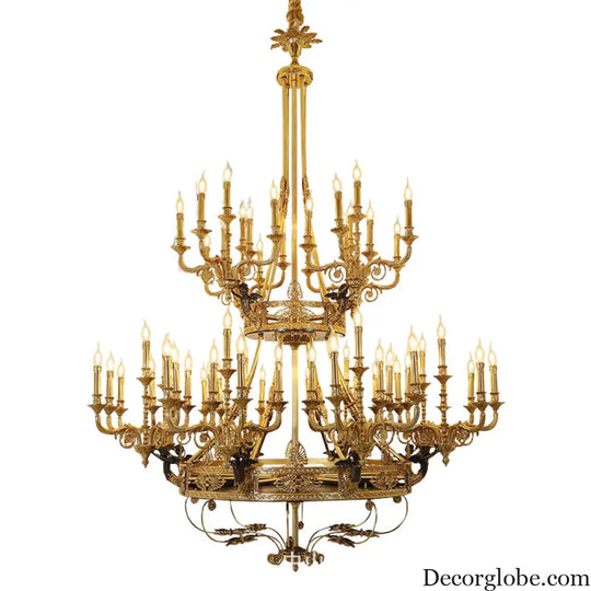 French Villa Copper Crystal Chandelier for Grand Living Room 40 + 20 heads (diameter 170cm, height 230cm)