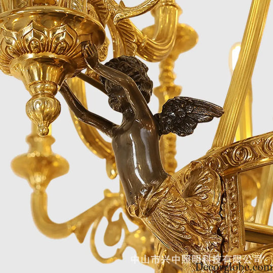 French Villa Copper Crystal Chandelier for Grand Living Room 40 + 20 heads (diameter 170cm, height 230cm)