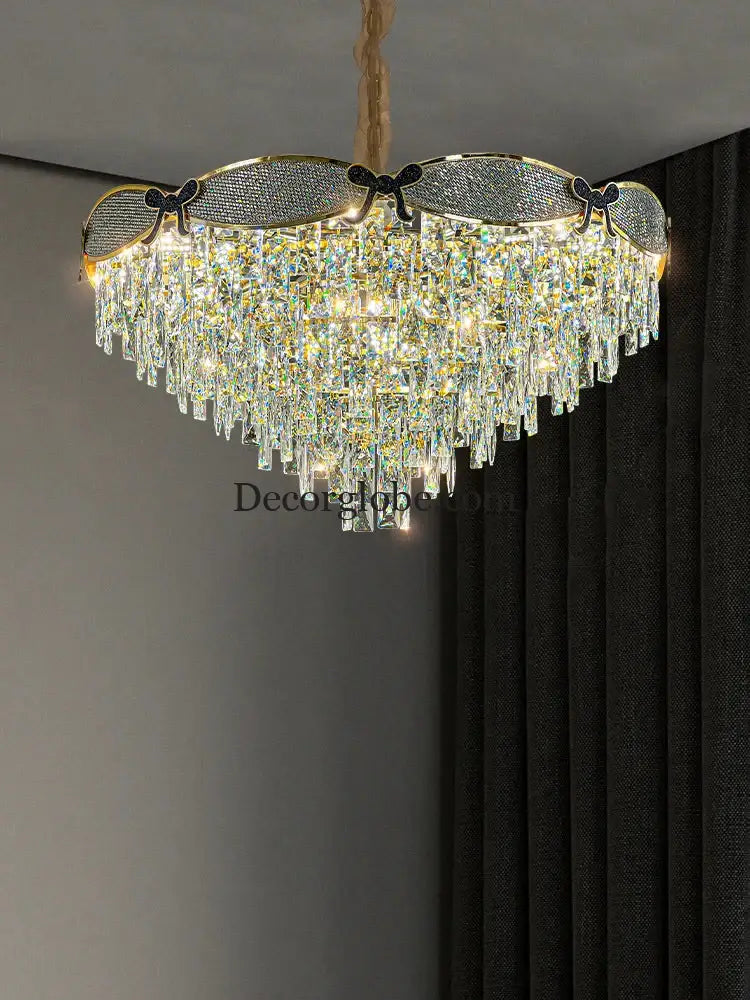 Living Room Lamp - Postmodern Light Luxury Crystal Chandelier, New High-End Design for Atmosphere in Bedrooms and Dining Spaces - DecorGlobe