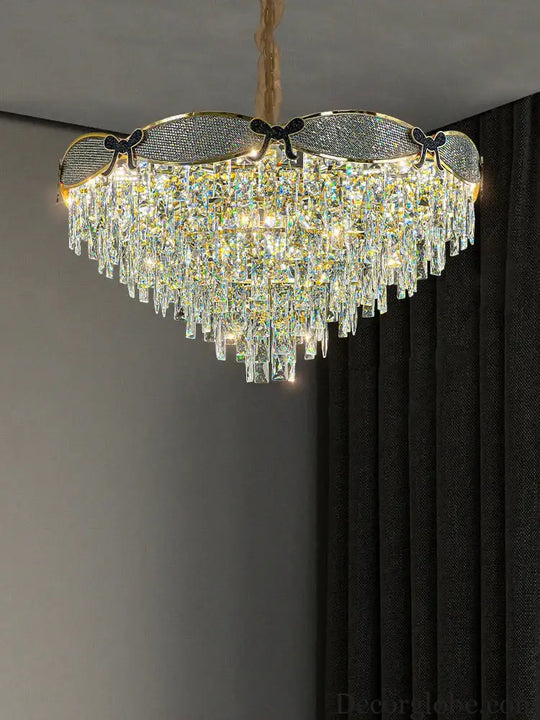 Living Room Lamp - Postmodern Light Luxury Crystal Chandelier, New High-End Design for Atmosphere in Bedrooms and Dining Spaces - DecorGlobe