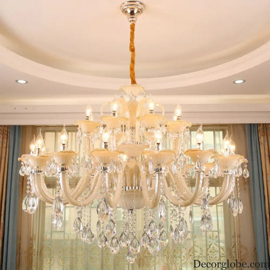 Long Crystal Chandelier for Duplex Villa and Staircase Lighting Chandelier