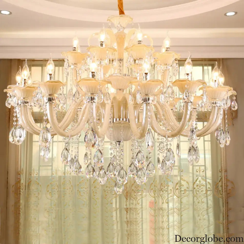 Long Crystal Chandelier for Duplex Villa and Staircase Lighting Chandelier