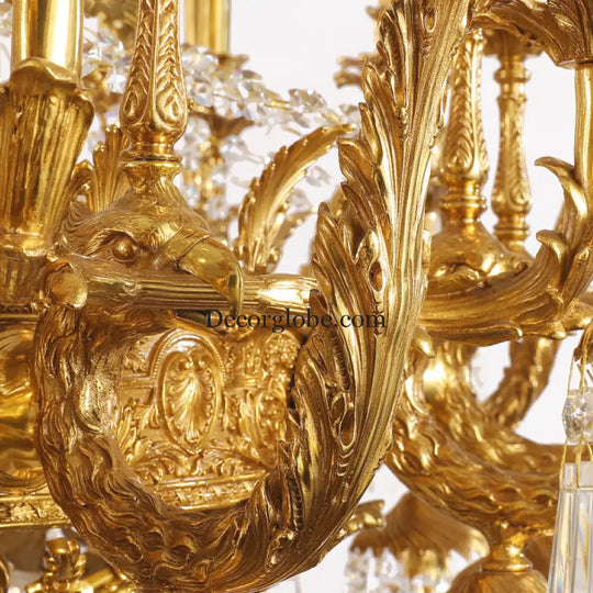 European-style copper Villa Hall chandelier French luxury elegant duplex building high retro living room candle crystal