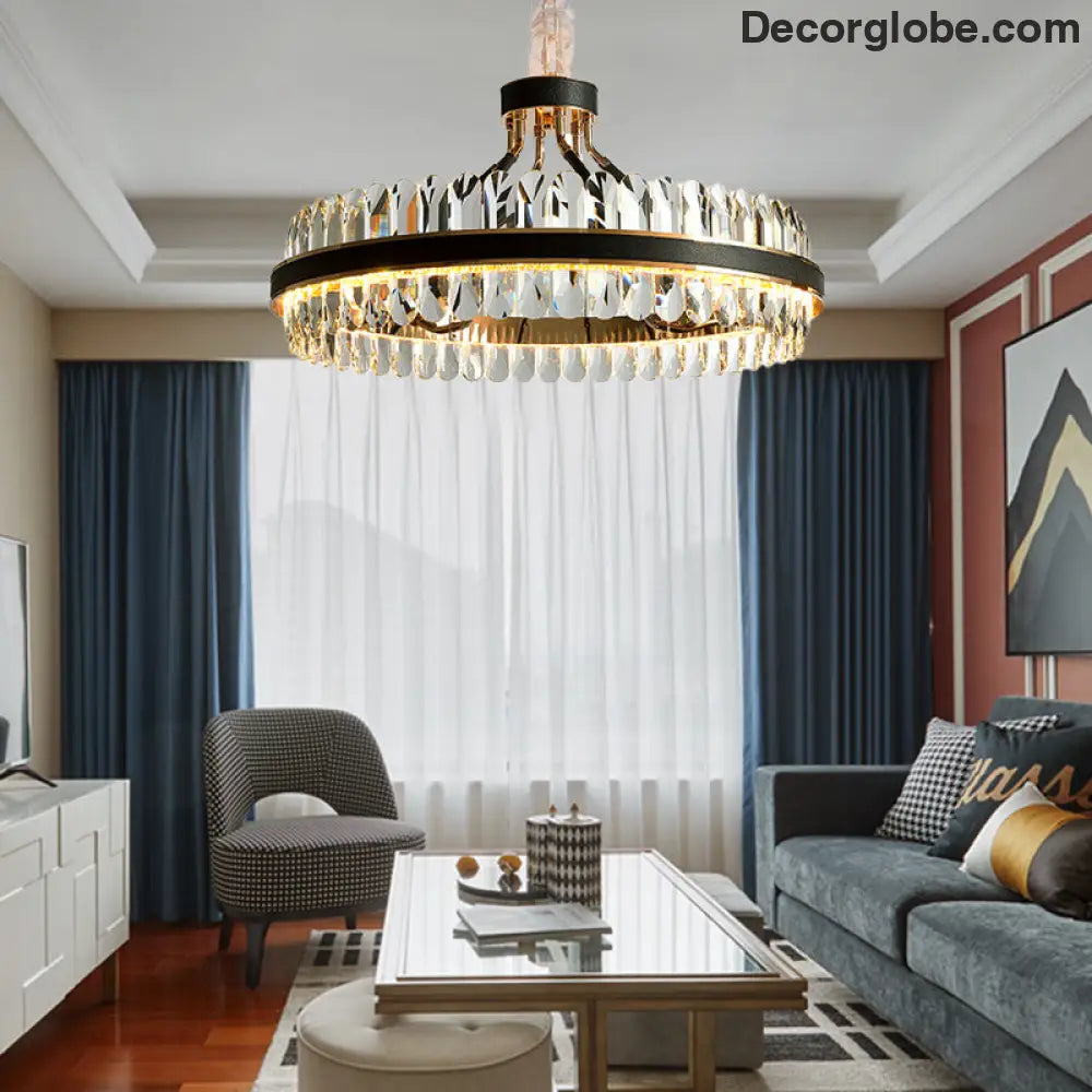 Luna's Modern Black Crystal Chandelier: Elegance and Simplicity - DecorGlobe