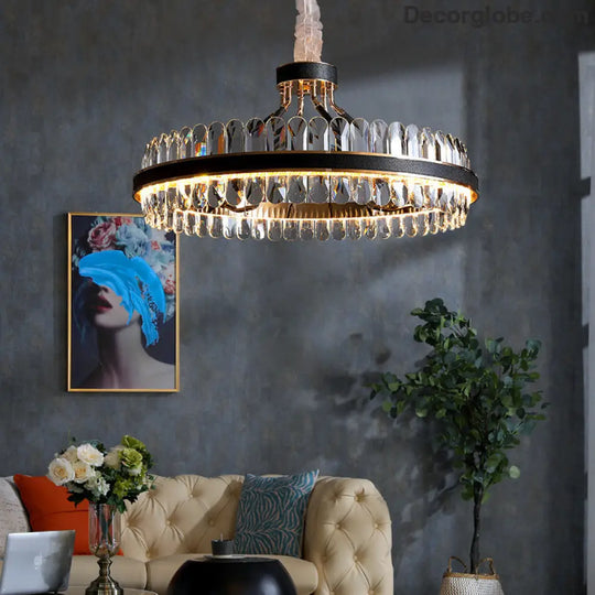 Luna's Modern Black Crystal Chandelier: Elegance and Simplicity - DecorGlobe