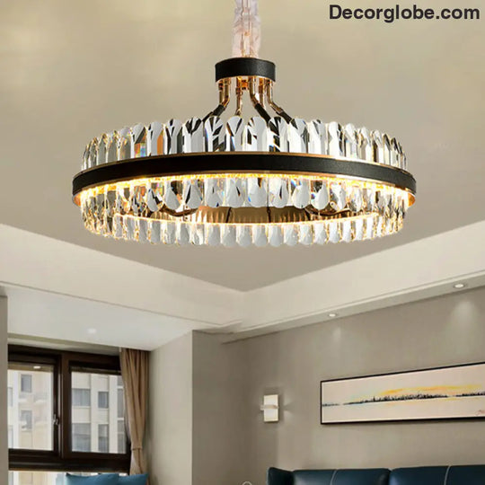 Luna's Modern Black Crystal Chandelier: Elegance and Simplicity - DecorGlobe