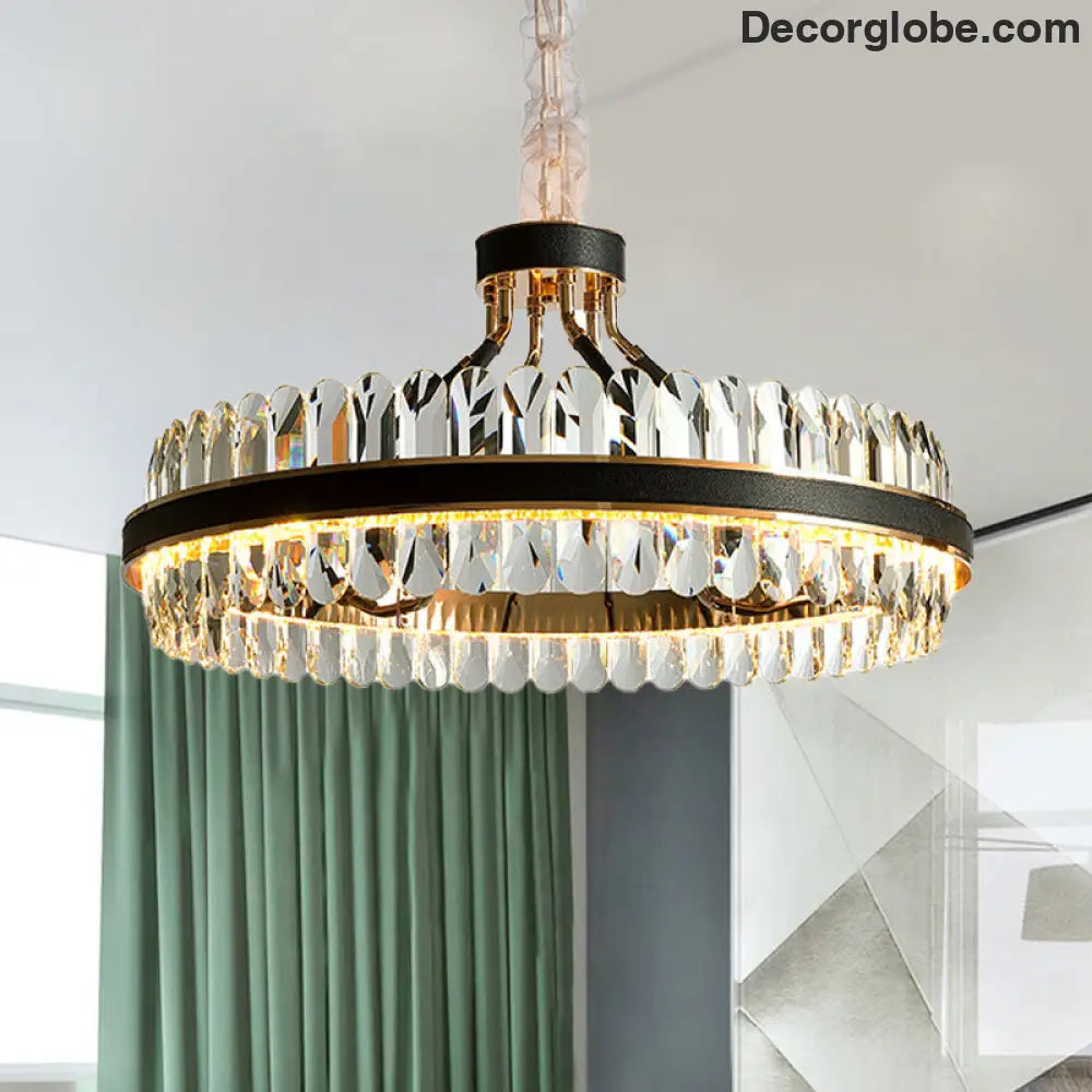 Luna's Modern Black Crystal Chandelier: Elegance and Simplicity - DecorGlobe