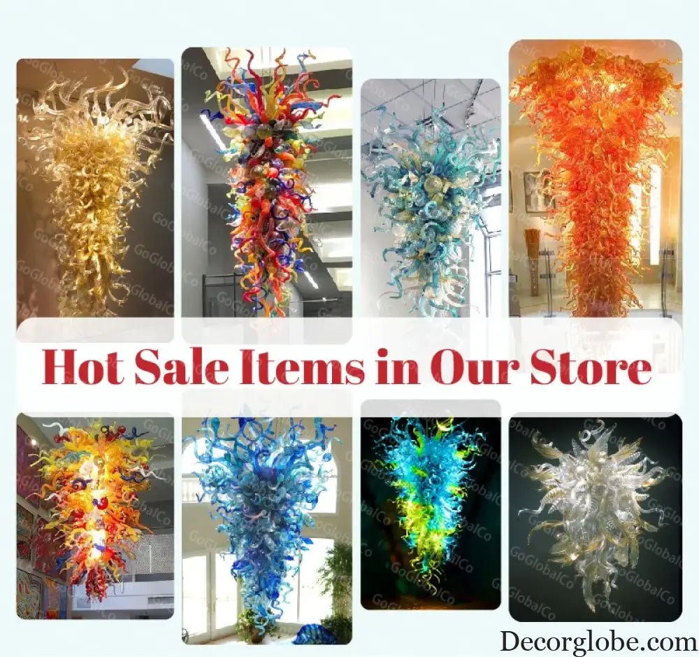 LUXARA Orange Hand-Blown Glass Statement Chandelier chandelier