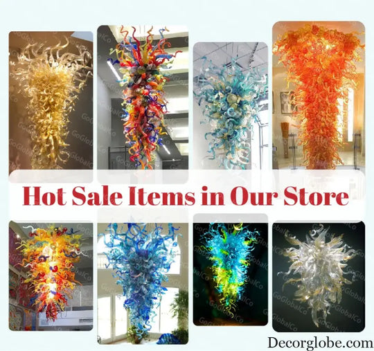 LUXARA Orange Hand-Blown Glass Statement Chandelier chandelier