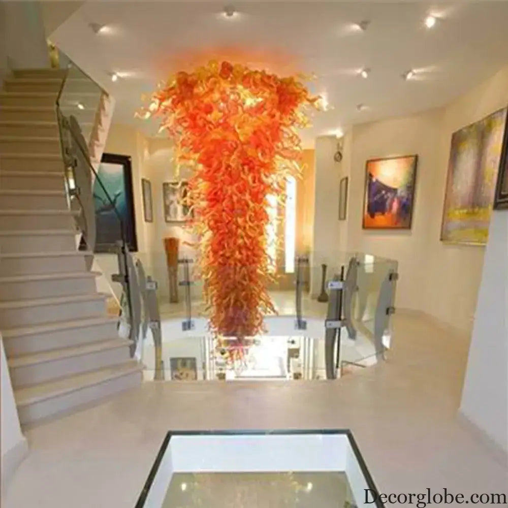 LUXARA Orange Hand-Blown Glass Statement Chandelier chandelier