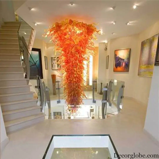 LUXARA Orange Hand-Blown Glass Statement Chandelier chandelier