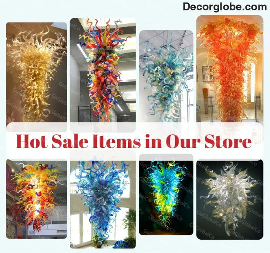 LUXARA Orange Hand-Blown Glass Statement Chandelier chandelier