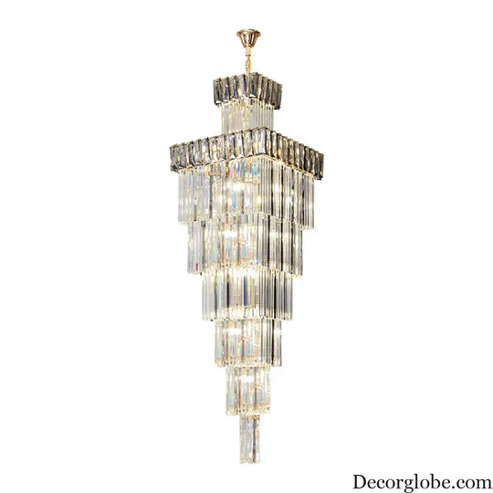 Luxurious Crystal Clear Pendant Light - Artistic Chandelier for Elegant Living Rooms and Staircases - DecorGlobe