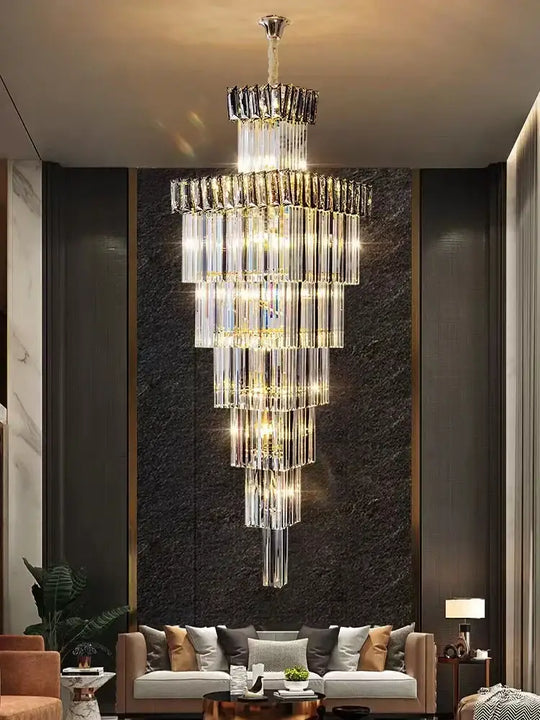 Luxurious Crystal Clear Pendant Light - Artistic Chandelier for Elegant Living Rooms and Staircases - DecorGlobe