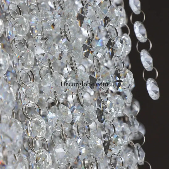 Luxurious Modern Crystal Chain Chandelier - A Dazzling Dining Room Centerpiece with Rectangle Design and LED Brilliance - DecorGlobe