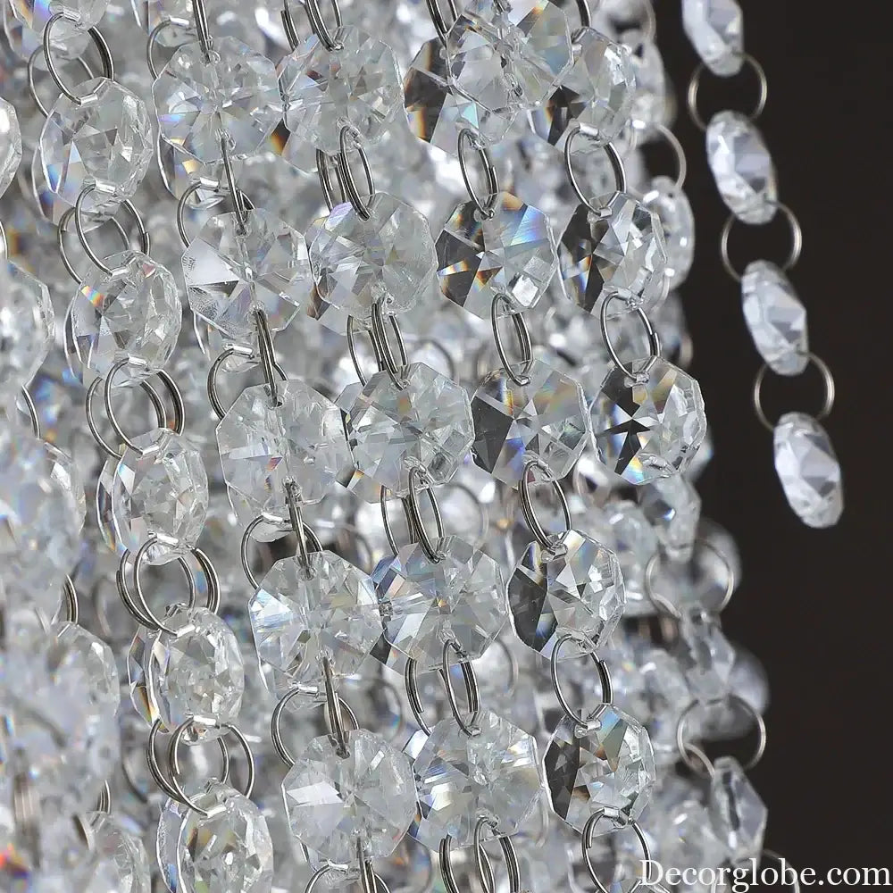 Luxurious Modern Crystal Chain Chandelier - A Dazzling Dining Room Centerpiece with Rectangle Design and LED Brilliance - DecorGlobe