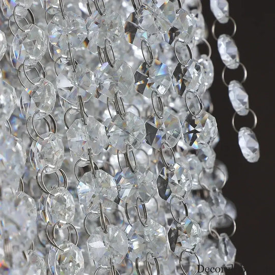 Luxurious Modern Crystal Chain Chandelier - A Dazzling Dining Room Centerpiece with Rectangle Design and LED Brilliance - DecorGlobe