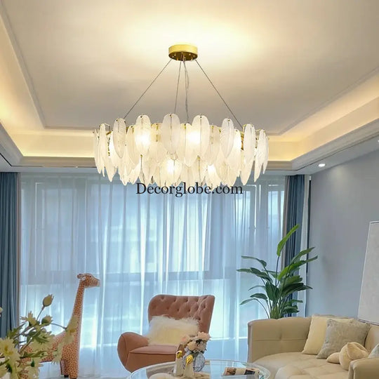 Luxurious Nordic LED Chandeliers - Gold Art Decor Feather Design - Ideal for Living Rooms, Dining Rooms, Bedrooms, and Kitchens - DecorGlobe