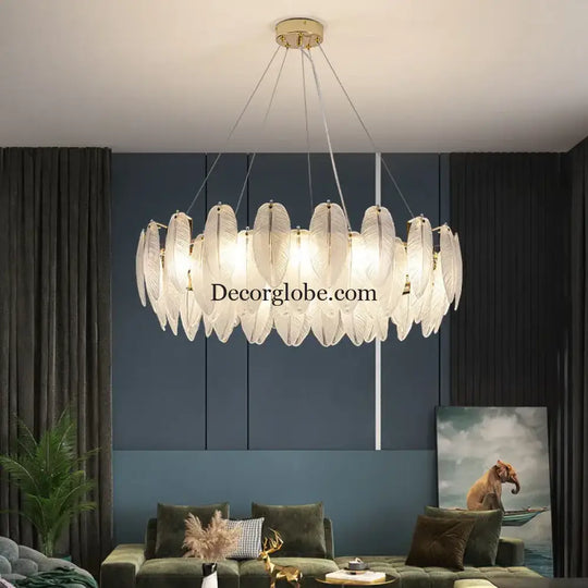 Luxurious Nordic LED Chandeliers - Gold Art Decor Feather Design - Ideal for Living Rooms, Dining Rooms, Bedrooms, and Kitchens - DecorGlobe