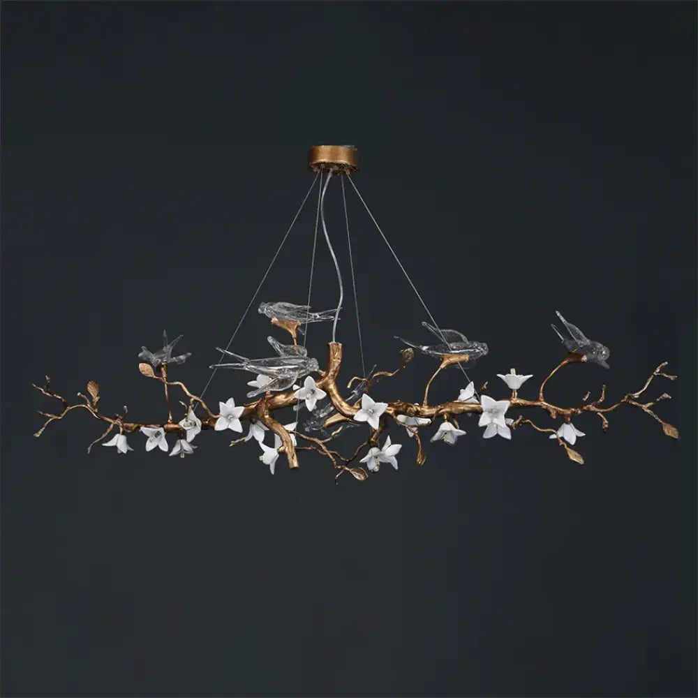 Luxury Bird & Branch Crystal Ceiling Chandelier L180xW45xH45CM / Warm White Chandelier