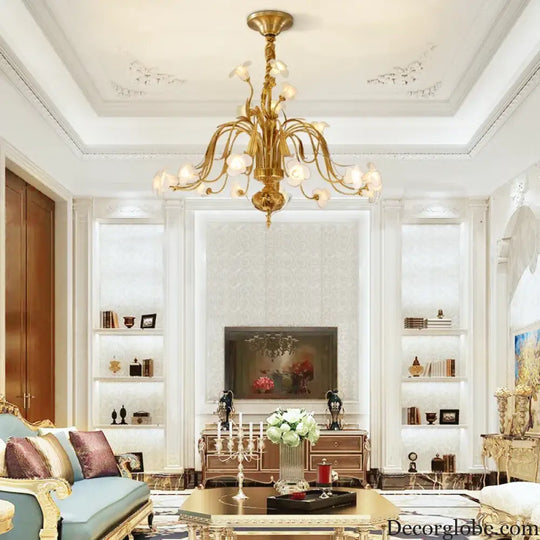 Luxury Brass Ceramic Retro Chandelier for Living and Dining chandelier