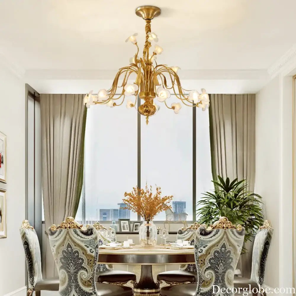 Luxury Brass Ceramic Retro Chandelier for Living and Dining chandelier