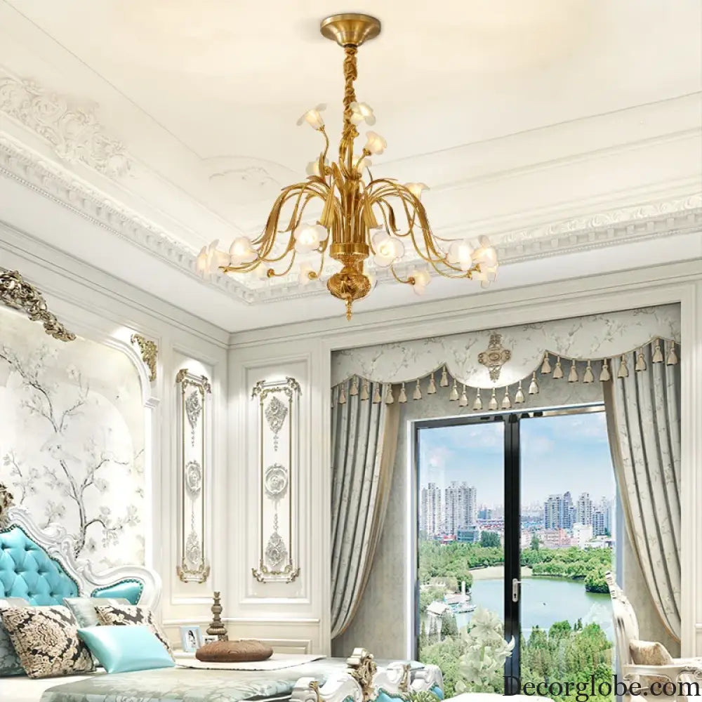 Luxury Brass Ceramic Retro Chandelier for Living and Dining chandelier