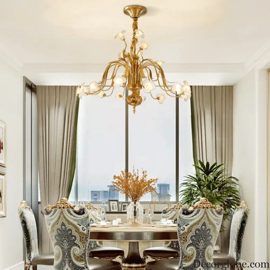 Luxury Brass Ceramic Retro Chandelier for Living and Dining chandelier