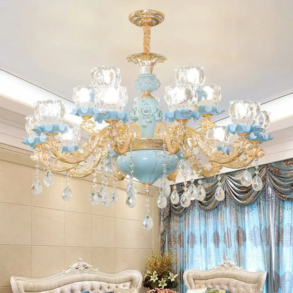 Luxury Ceramic Crystal Chandelier for Bedroom and Villa Staircase Chandelier