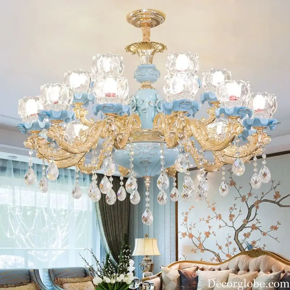 Luxury Ceramic Crystal Chandelier for Bedroom and Villa Staircase Chandelier