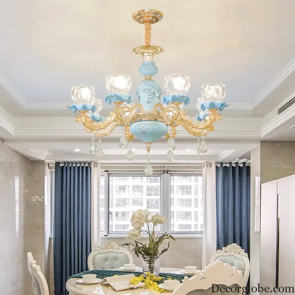 Luxury Ceramic Crystal Chandelier for Bedroom and Villa Staircase Chandelier
