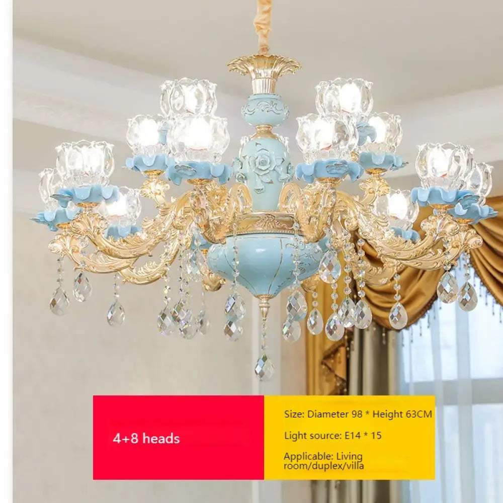 Luxury Ceramic Crystal Chandelier for Bedroom and Villa Staircase 4-8 light arms / Changeable Chandelier