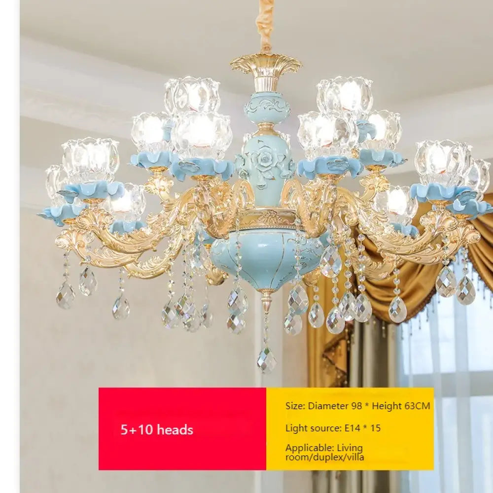 Luxury Ceramic Crystal Chandelier for Bedroom and Villa Staircase 5-10 light arms / Warm light Chandelier