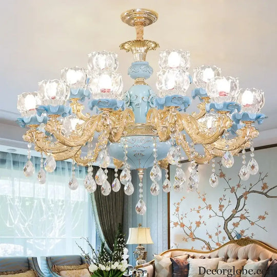 Luxury Ceramic Crystal Chandelier for Bedroom and Villa Staircase Chandelier