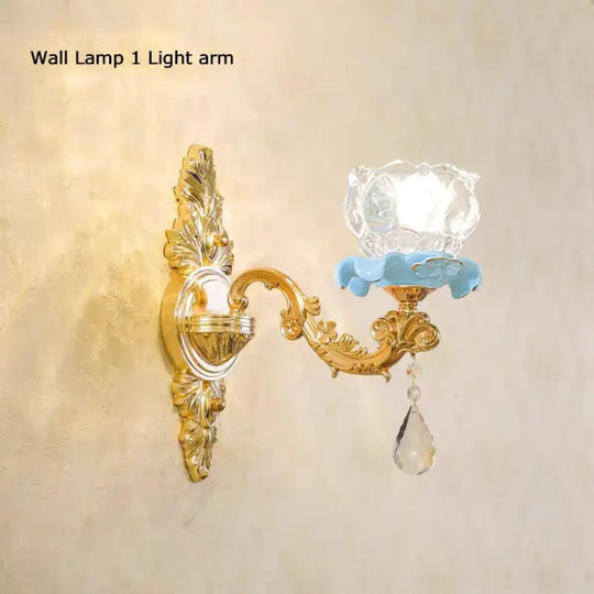 Luxury Ceramic Crystal Chandelier for Bedroom and Villa Staircase Wall Lamp 1 Arm / Cold light Chandelier