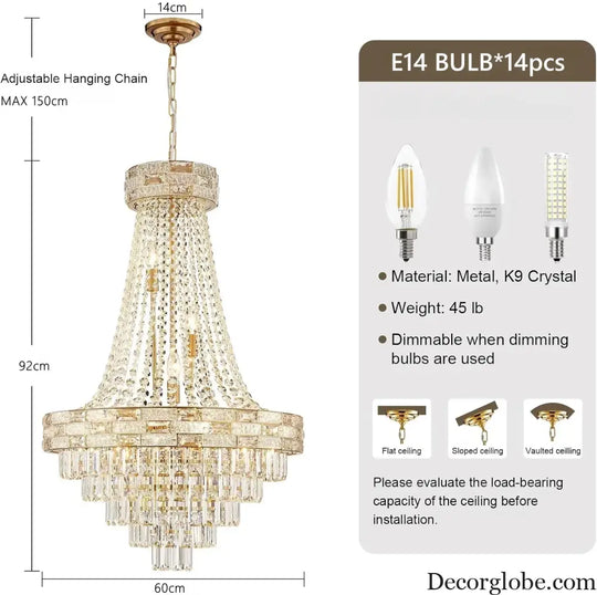 Luxury Circular Crystal Pendant Chandelier for Dining and Living Room Chandelier