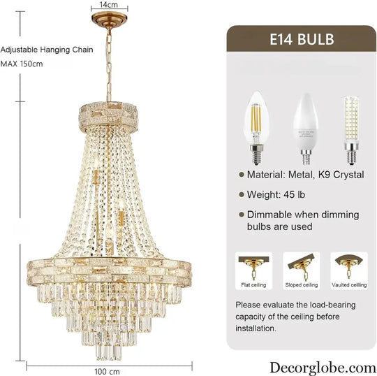 Luxury Circular Crystal Pendant Chandelier for Dining and Living Room Chandelier