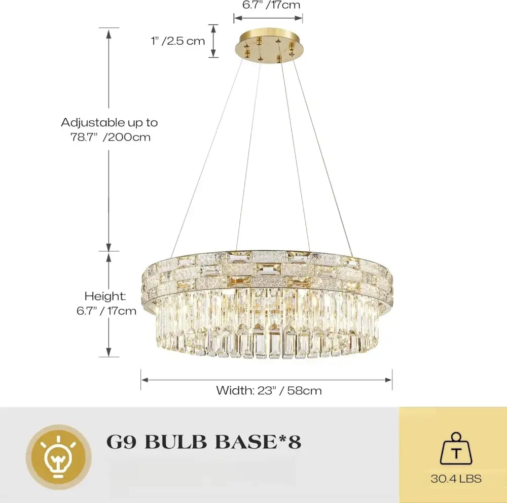 Luxury Circular Crystal Pendant Chandelier for Dining and Living Room Dia 58cm / warm light 3000k Chandelier