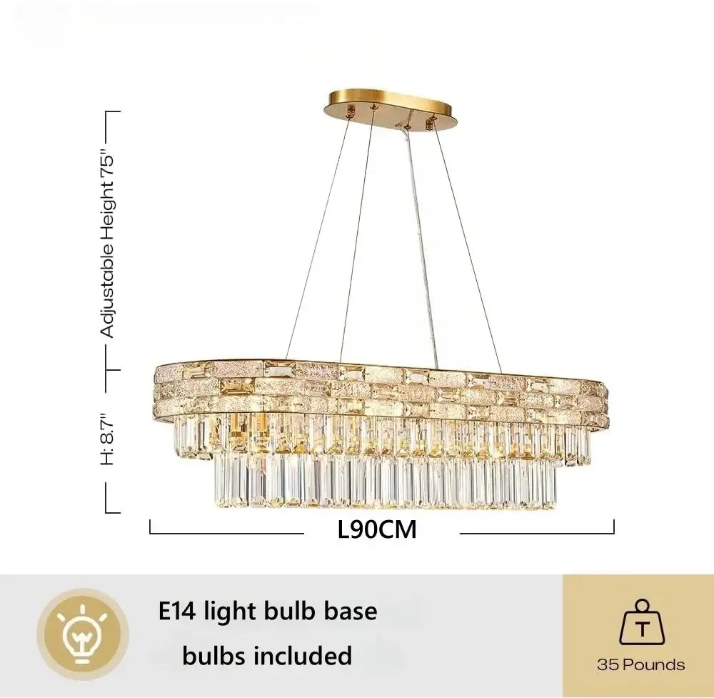 Luxury Circular Crystal Pendant Chandelier for Dining and Living Room L 90cm / warm light 3000k Chandelier