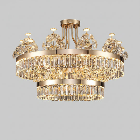 Modern minimalist crystal chandelier living room main lamp Hotel Villa duplex building light luxury chandelier French